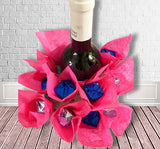 "CUBO AZUL CON VINO Y BOMBONES XL"