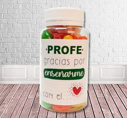 BOTE GOMINOLAS " PROFE GRACIAS POR ENSEÑARNOS CON EL CORAZON"