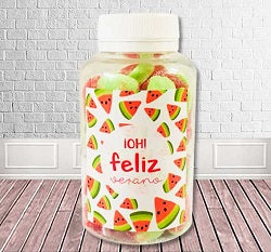 Bote de gominolas " OH , FELIZ VERANO"