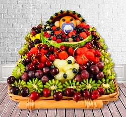 CESTA DE FRUTAS BEBE Y CARRITO