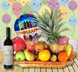 CESTA CUADRADA CON FRUTAS ENTERAS PARA CUMPLEAÑOS