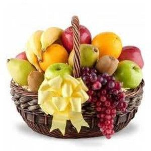 Cesta de frutas enteras con lacito