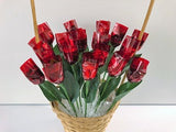 Cesta con 18 Rosas de bombón