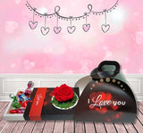 "CAJA DECORATIVA CON ROSA PRESERVADA Y BOMBONES"